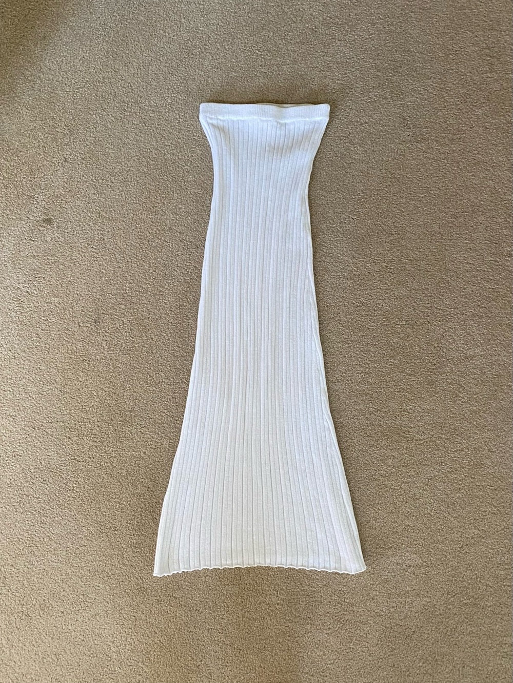 Princess Polly White Ribbed Knit Long Straight Pencil Dress Size US2